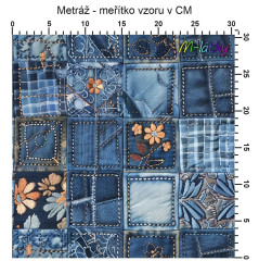 OB Metráž falešný patchwork denim náš tisk na objednávku – výběr z materiálů