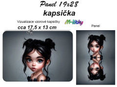 MOB Kapsička k nákupní tašce/kosmetická taštička - dívka v černém Panel k ušití - náš tisk na objednávku