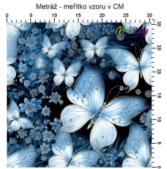 OB Metráž modří motýli náš tisk na objednávku – výběr z materiálů