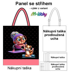 OB Nákupní taška - babča yoga se psem panel se střihem náš tisk na objednávku