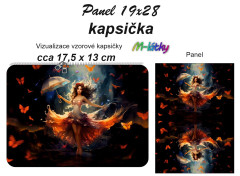 OB Kapsička k nákupní tašce/kosmetická taštička - víla s motýly Panel k ušití - náš tisk na objednávku