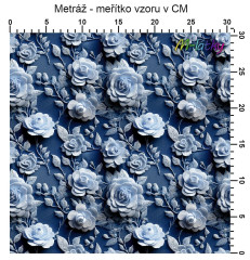 OB Vzor - denim - 3D růže výběr z variant materiálu - vlastní tisk na objednávku