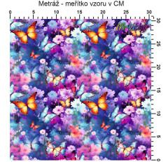 OB Metráž barevní motýli na letní louce náš tisk na objednávku – výběr z materiálů
