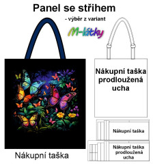 OB Nákupní taška - barevní motýli panel se střihem náš tisk na objednávku