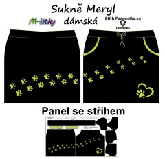 OB F - Panel  - dámská sukně Meryl - tlapky Panel k ušití - výběr z variant materiálu