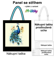 MOB Nákupní taška - páv panel se střihem náš tisk na objednávku