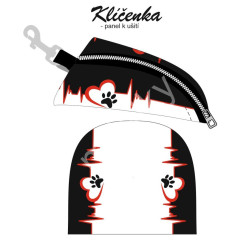 OB Panel k ušití - Klíčenka Iva - tlapka s Ekg tisk na objednávku