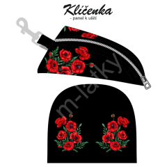 OB Panel k ušití - Klíčenka Iva - vlčí máky tisk na objednávku