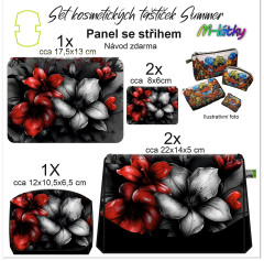 MOB Panel - Set kosmetických taštiček Summer - červeno šedé květy návod k panelu zdarma - více v popisu produktu