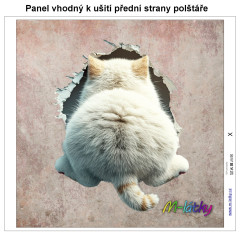 MOB Panel k ušití  - dekorativní polštář - kočka leze dírou výběr z variant