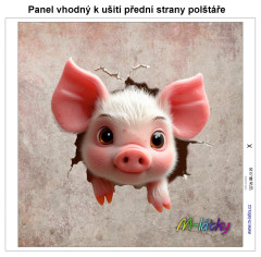 MOB Panel k ušití  - dekorativní polštář - prase leze dírou výběr z variant