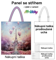 OB Nákupní taška - Eiffel ( Paříž) horzkovzdušné balóny panel se střihem náš tisk na objednávku
