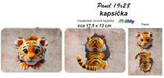 MOB Kapsička k nákupní tašce/kosmetická taštička - tygr leze dírou Panel k ušití - náš tisk na objednávku