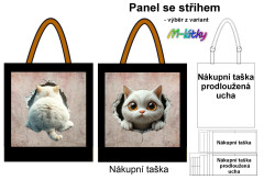 MOB Nákupní taška - kočka leze dírou panel se střihem náš tisk na objednávku