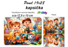OB Panel - kapsička k nákupní tašce/kosmetická taštička - Nejlepší školková paní učitelka kočárkovina - panel k ušití - vlastní tisk na objednávku