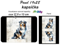 MOB Kapsička k nákupní tašce/kosmetická taštička - Australský ovčák Panel k ušití - náš tisk na objednávku