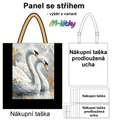 MOB Nákupní taška - Labutě panel se střihem náš tisk na objednávku