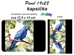 MOB Kapsička k nákupní tašce/kosmetická taštička - Papoušek Panel k ušití - náš tisk na objednávku