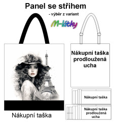 OB Nákupní taška - Dívka v Paříži (Eiffel) panel se střihem náš tisk na objednávku