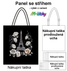 OB Nákupní taška - Eiffel v růžích (Paříž) panel se střihem náš tisk na objednávku
