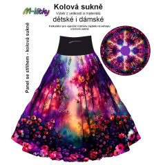 OB Panel - kolová sukně  výběr z průměru  od 60 do 145 cm -  magický les tisk m-látky – výběr z rozměrů a variant materiálů