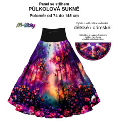 OB Půlkolová sukně magický les - náš tisk na objednávku – výběr z variant  panel se střihem