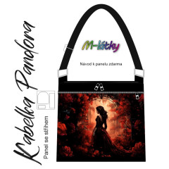 OB Panel k ušití - Crossbody kabelka Pandora - Dívka v růžích - gothic vlastní tisk na objednávku - výběr z variant