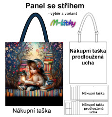 OB Nákupní taška - Malá čtenářka panel se střihem náš tisk na objednávku
