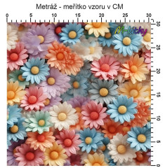 OB Vzor - retro(vintage) 3D kopretiny (květy) výběr z variant materiálu - vlastní tisk na objednávku