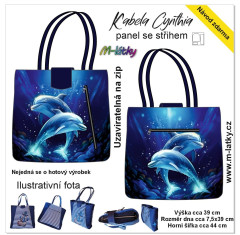OB Panel se střihem - kabela Cynthia - Delfíni fotonávod v popisu produktu - výběr z rozměrů