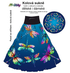 OB Panel - kolová sukně  výběr z průměru  od 60 do 145 cm -  vážky tisk m-látky – výběr z rozměrů a variant materiálů