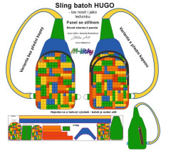 MOB B - Panel k ušití -Sling batoh Hugo s přední kapsou nebo bez - Kopretiny Kočárkovina - fotonávod v popisu produktu