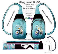 MOB B - Panel k ušití -Sling batoh Hugo s přední kapsou nebo bez - Kopretiny Kočárkovina - fotonávod v popisu produktu