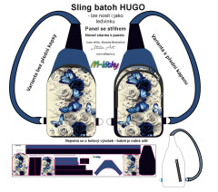 MOB B - Panel k ušití -Sling batoh Hugo s přední kapsou nebo bez - Růže Kočárkovina - fotonávod v popisu produktu