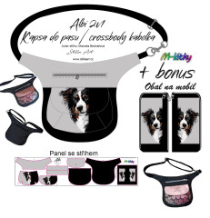 MOB B - Panel k ušití - Albi 2v1 Kapsa do pasu (ledvinka - pamlskovní)/crossbody kabelka + bonus panel obal na mobil - Border kolie fotonávod v popisu produktu