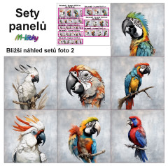 MOB Set panelů dle výběru - Papoušci na objednávku - výběr z rozměrů a materiálů - vzhled jednotlivých setů foto 2