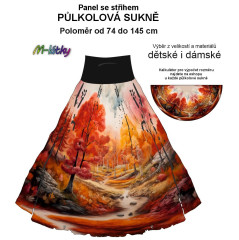 OB Půlkolová sukně Podzimní krajina - náš tisk na objednávku – výběr z variant  panel se střihem