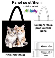 Panel k ušití  - nákupní taška/nákupní taška s prodluženými uchy - výběr z typu a materiálů  - Malovaný pes na louce (1)