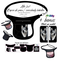 MOB B - Panel k ušití - Albi 2v1 Kapsa do pasu (ledvinka - pamlskovní)/crossbody kabelka + bonus panel obal na mobil - Husky fotonávod v popisu produktu