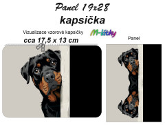 MOB Panel - kapsička k nákupní tašce/kosmetická taštička - Rotvajler kočárkovina - panel k ušití - vlastní tisk na objednávku