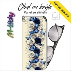 MOB Panel - obal na brýle - motýli na růžích tisk na objednávku