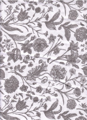 BV Plátno - šedé květy na bílé 100% bavlna