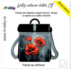 OB Panel se střihem - Velký rolovací batoh Elf - vlčí máky fotonávod v popisu produktu