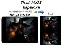 MOB Kapsička k nákupní tašce/kosmetická taštička - Čarodějnice Halloween Panel k ušití - náš tisk na objednávku