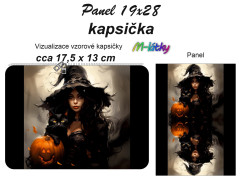 MOB Kapsička k nákupní tašce/kosmetická taštička - Čarodějnice Halloween Panel k ušití - náš tisk na objednávku