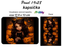 MOB Kapsička k nákupní tašce/kosmetická taštička - Malá čarodějka Panel k ušití - náš tisk na objednávku