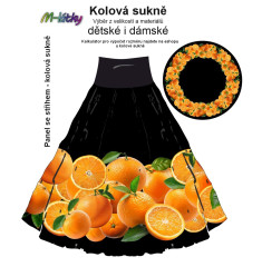 OB Panel - kolová sukně  výběr z průměru  od 60 do 145 cm - pomeranče tisk m-látky – výběr z rozměrů a variant materiálů