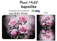 OB Kapsička k nákupní tašce/kosmetická taštička - růže Panel k ušití - náš tisk na objednávku
