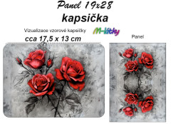 OB Kapsička k nákupní tašce/kosmetická taštička - růže Panel k ušití - náš tisk na objednávku