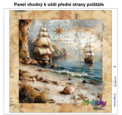 OB Panel k ušití  - dekorativní polštář - Nautical (námořní) - plachetnice výběr z variant